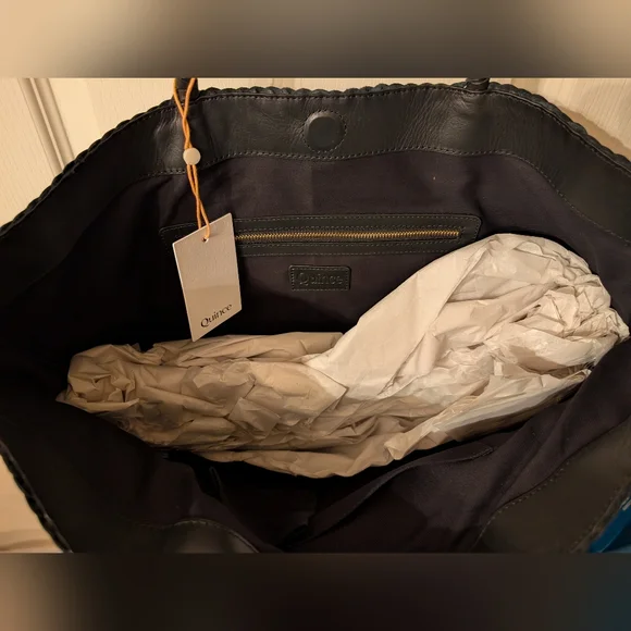 Italian Leather Handwoven Tote - Black - Picture 2 of 2